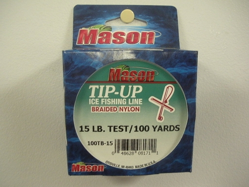 Mason Tip-Up Ice Fishing Line, Braided Nylon, Green, 30# test, 50